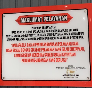 Ketersediaan Publikasi Maklumat layanan (untuk semua produk)