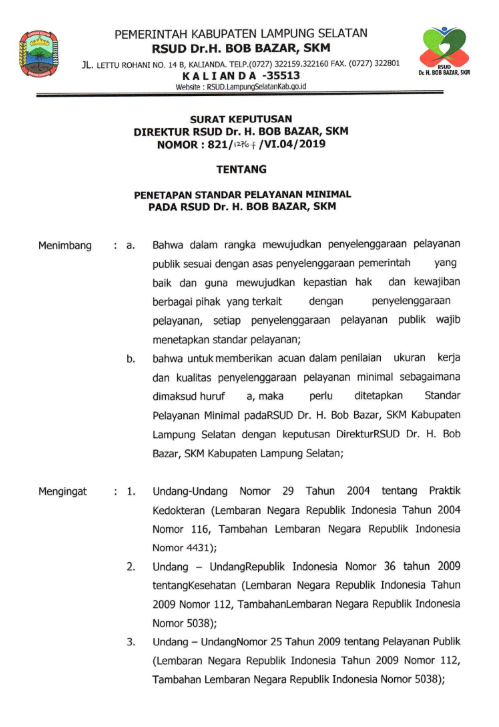 Ketersediaan Substansi / Kualitas Maklumat Pelayanan